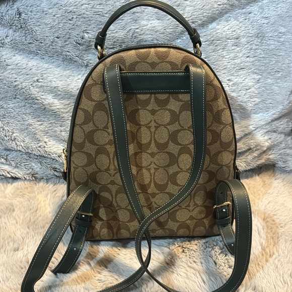 Coach Green & Brown Monogram Small Backpack Like New With Gold Hardware - Picture 6 of 11